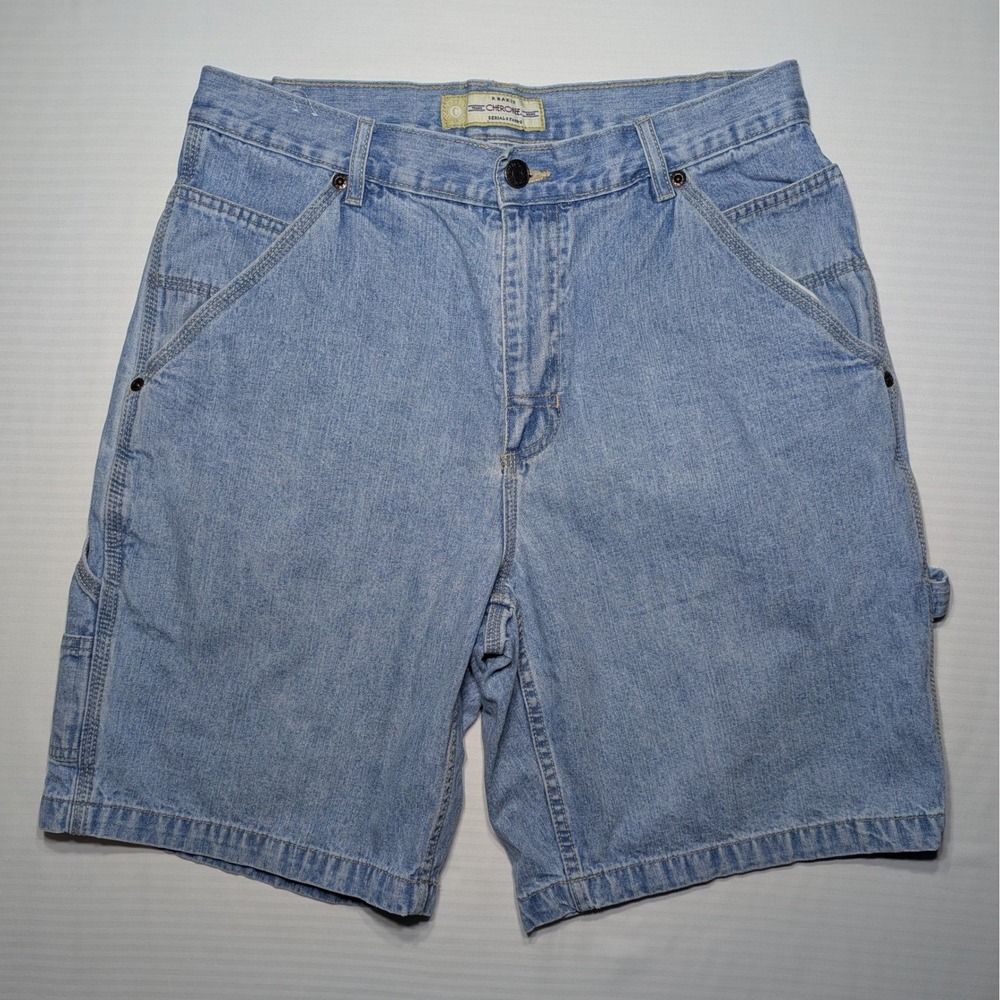 Cherokee Vintage Light Wash Denim Carpenter Shorts 32 Y2K Streetwear Grunge